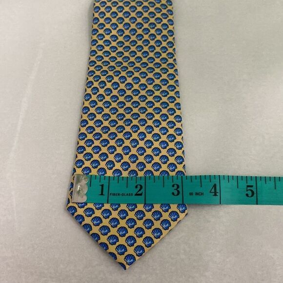 J.Crew The Silk Tie Mens Yellow Blue Shell Classic Tie - Picture 5 of 8